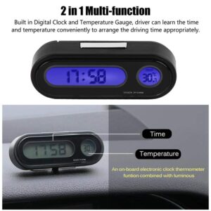 Car Auto Digital Temperature Clock LED Clocks, 2 in 1 Car Vehicle Interior Mini Electronic Watch LED Digital Clock Thermometer Voltmeter