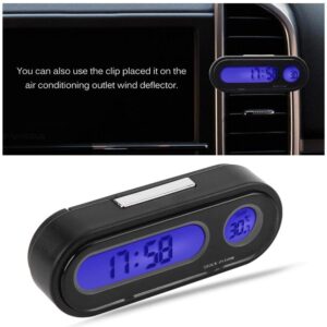 Car Auto Digital Temperature Clock LED Clocks, 2 in 1 Car Vehicle Interior Mini Electronic Watch LED Digital Clock Thermometer Voltmeter