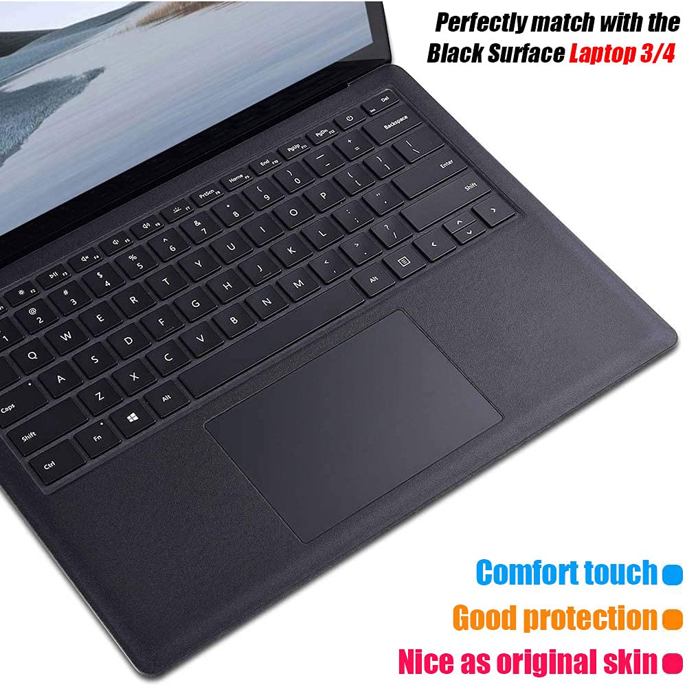 XISICIAO Full Size Keyboard Palm Rest Cover for Microsoft Surface Laptop 3/4/5 Palm Pads Wrist Rests Film Protector,Avoid Stain for 13.5 Inch Laptop(US Layout) (Black for Laptop 3/4/5 13.5 inch)