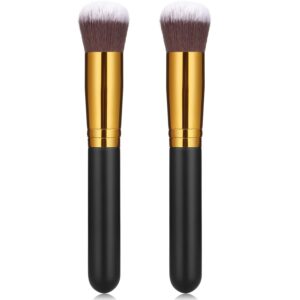 blulu 2 pack self tanner brush kabuki foundation brush large sunless tanning face brush easily apply self tanner to face and blend areas for men women (round head)