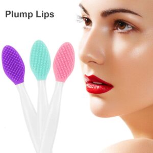 3PCS Silicone Exfoliating Lip Brush 2 in 1 Double-Sided Soft Silicone Lip Brush & and 2PCS Silicone Facial Cleaning Brushes Pad for Smoother and Fuller Lip Appearance Cleanning Blackhead