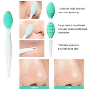 3PCS Silicone Exfoliating Lip Brush 2 in 1 Double-Sided Soft Silicone Lip Brush & and 2PCS Silicone Facial Cleaning Brushes Pad for Smoother and Fuller Lip Appearance Cleanning Blackhead