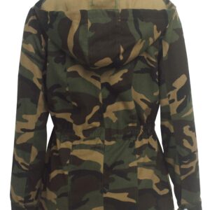 SheKiss Women Lightweight Camouflage Warm Winter Safari Jackets Long Sleeve Zipper Casual Canvas Overcoat Hunting Hoodie