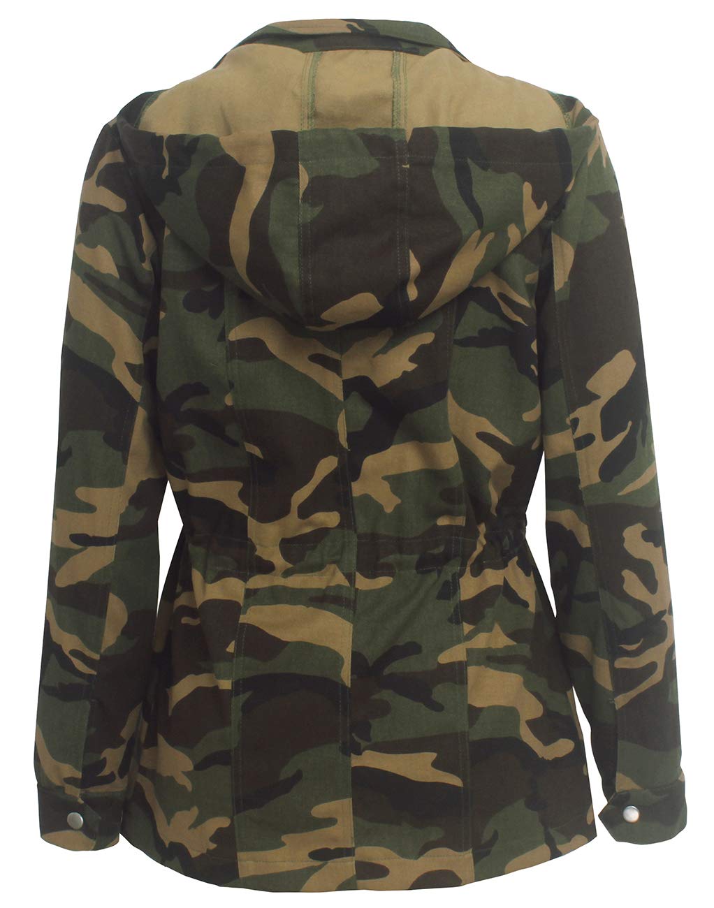 SheKiss Women Lightweight Camouflage Warm Winter Safari Jackets Long Sleeve Zipper Casual Canvas Overcoat Hunting Hoodie