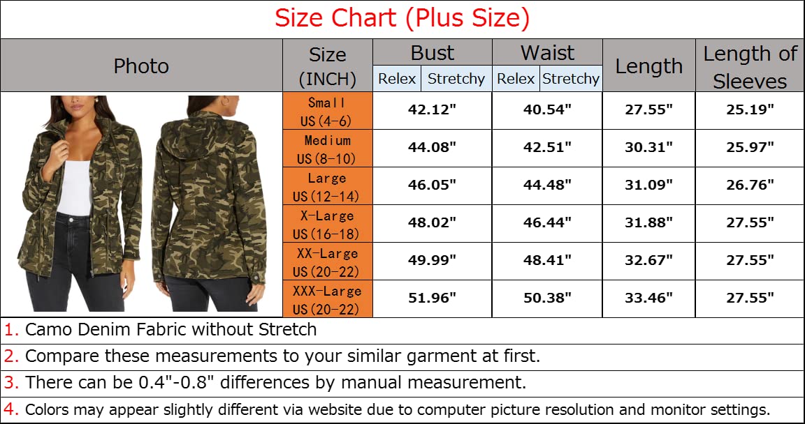 SheKiss Women Lightweight Camouflage Warm Winter Safari Jackets Long Sleeve Zipper Casual Canvas Overcoat Hunting Hoodie