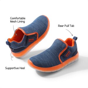 DREAM PAIRS Boys Athletic Sports Sneakers Slip on Tennis Running Shoes Navy Orange Size 13 Little Kid Luca