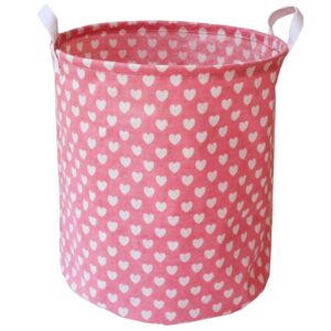 63L Large Laundry Basket, ZUEXT Collapsible Laundry Bag, Waterproof, Freestanding Laundry Hamper with Handles for Room,Toy Organizer,Home Decor(19.7x15.7 Inch, Pink Love Heart)