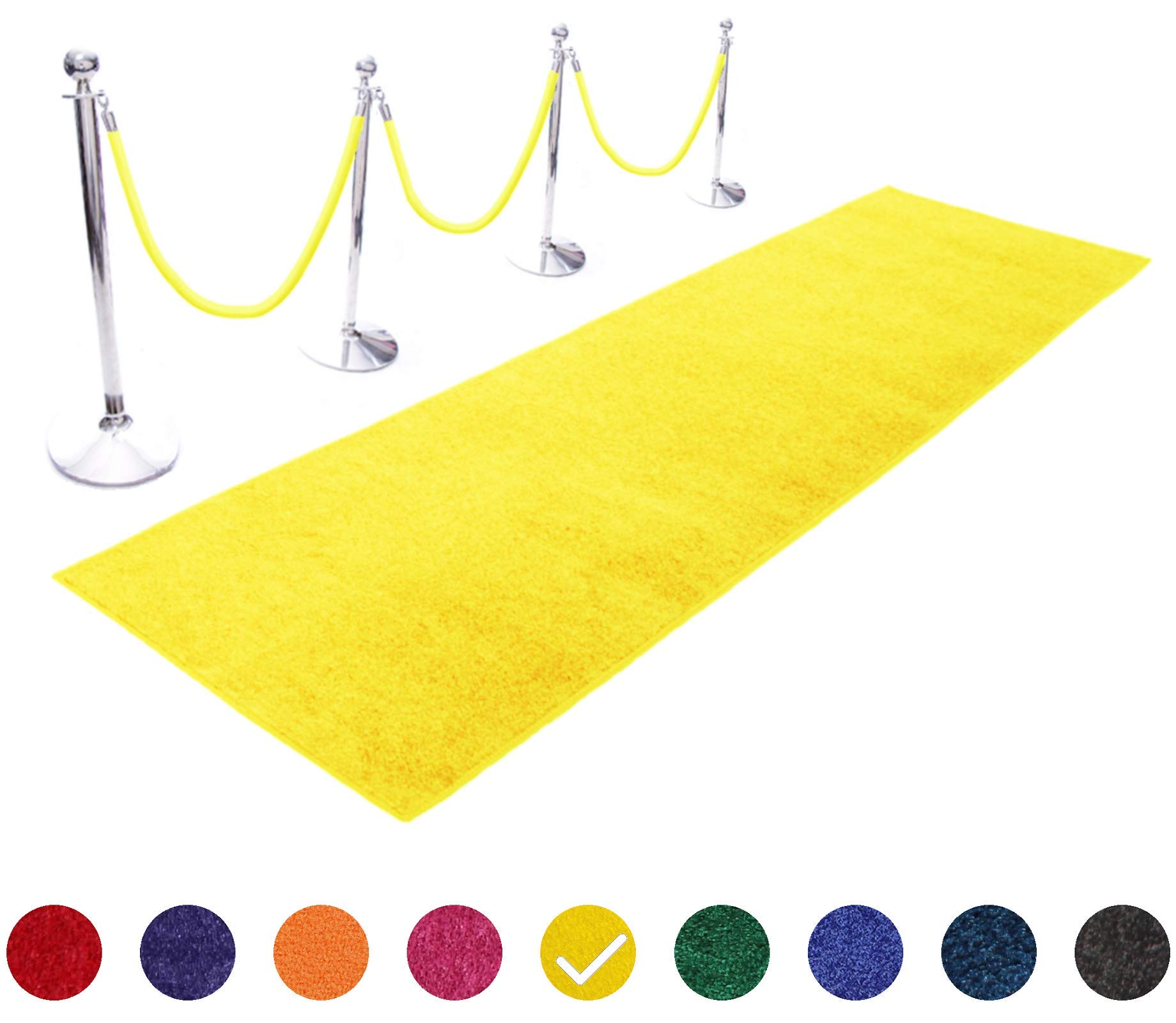 Event Carpet Aisle Runner - Quality Plush Pile Rug with Backing, Binding in Various Sizes (3 X 30 ft, Yellow)