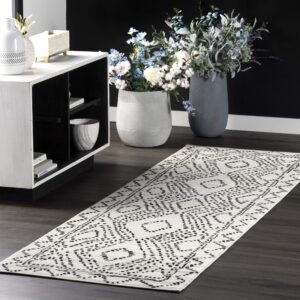 nuloom mila moroccan diamond trellis runner rug, 2' x 6', grey