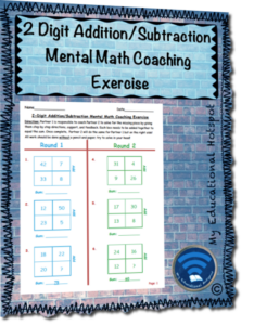 2 digit addition and subtraction mental math coaching exercise