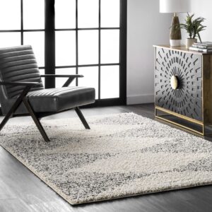 nuloom scarlette abstract diamond shag area rug, 7x9, off-white
