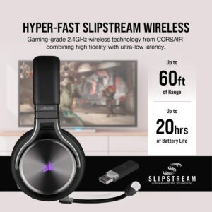 Corsair CA-9011180-NA Virtuoso RGB Wireless Se Gaming Headset - High-Fidelity 7.1 Surround Sound W/ Broadcast Quality Microphone - Memory Foam Earcups - 20 Hour Battery Life – Gunmetal (Renewed)