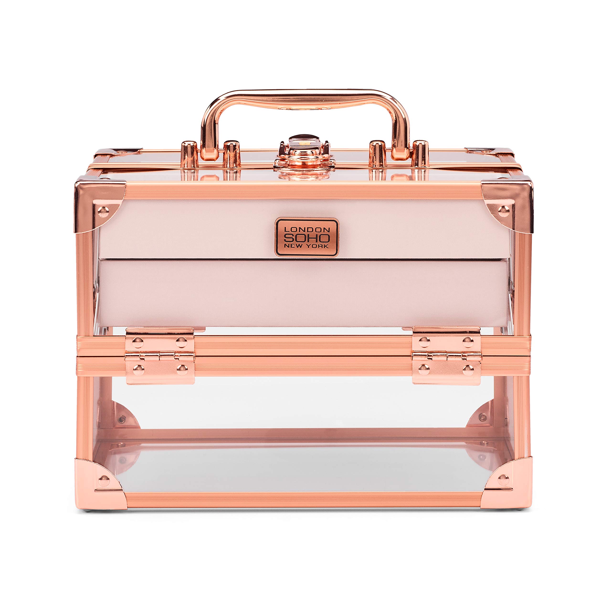 Conair Makeup Beauty Case, Cosmetic Case, With Expandable Shelves and Locking Latch, in Rose Gold, London SOHO New York by Conair