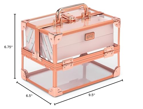 Conair Makeup Beauty Case, Cosmetic Case, With Expandable Shelves and Locking Latch, in Rose Gold, London SOHO New York by Conair