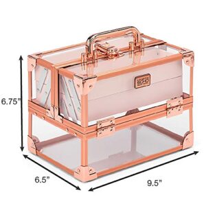 Conair Makeup Beauty Case, Cosmetic Case, With Expandable Shelves and Locking Latch, in Rose Gold, London SOHO New York by Conair