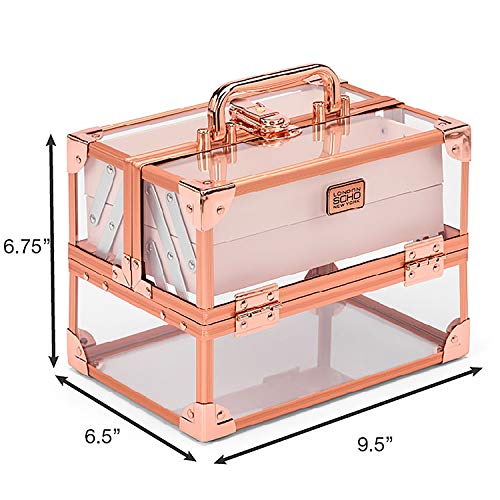 Conair Makeup Beauty Case, Cosmetic Case, With Expandable Shelves and Locking Latch, in Rose Gold, London SOHO New York by Conair