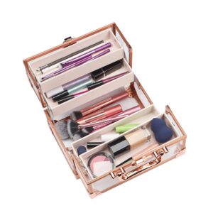 Conair Makeup Beauty Case, Cosmetic Case, With Expandable Shelves and Locking Latch, in Rose Gold, London SOHO New York by Conair