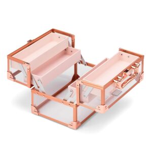 Conair Makeup Beauty Case, Cosmetic Case, With Expandable Shelves and Locking Latch, in Rose Gold, London SOHO New York by Conair