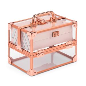 Conair Makeup Beauty Case, Cosmetic Case, With Expandable Shelves and Locking Latch, in Rose Gold, London SOHO New York by Conair