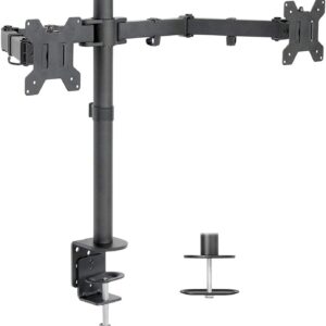 HP EliteDisplay E273 27 Inch LED Backlit Monitor 2-Pack Bundle with Fully Adjustable Desk Mount Monitor Stand