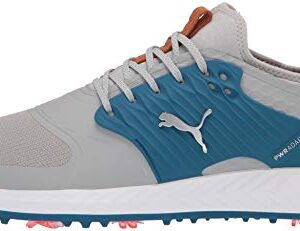 Puma Men's Ignite Pwradapt Caged Golf Shoe, High Rise-Puma Silver-Digi-Blue, 11.5