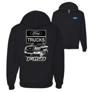 wild bobby ford trucks f150 pickup front back cars and trucks graphic zip up hoodie sweatshirt, black, medium