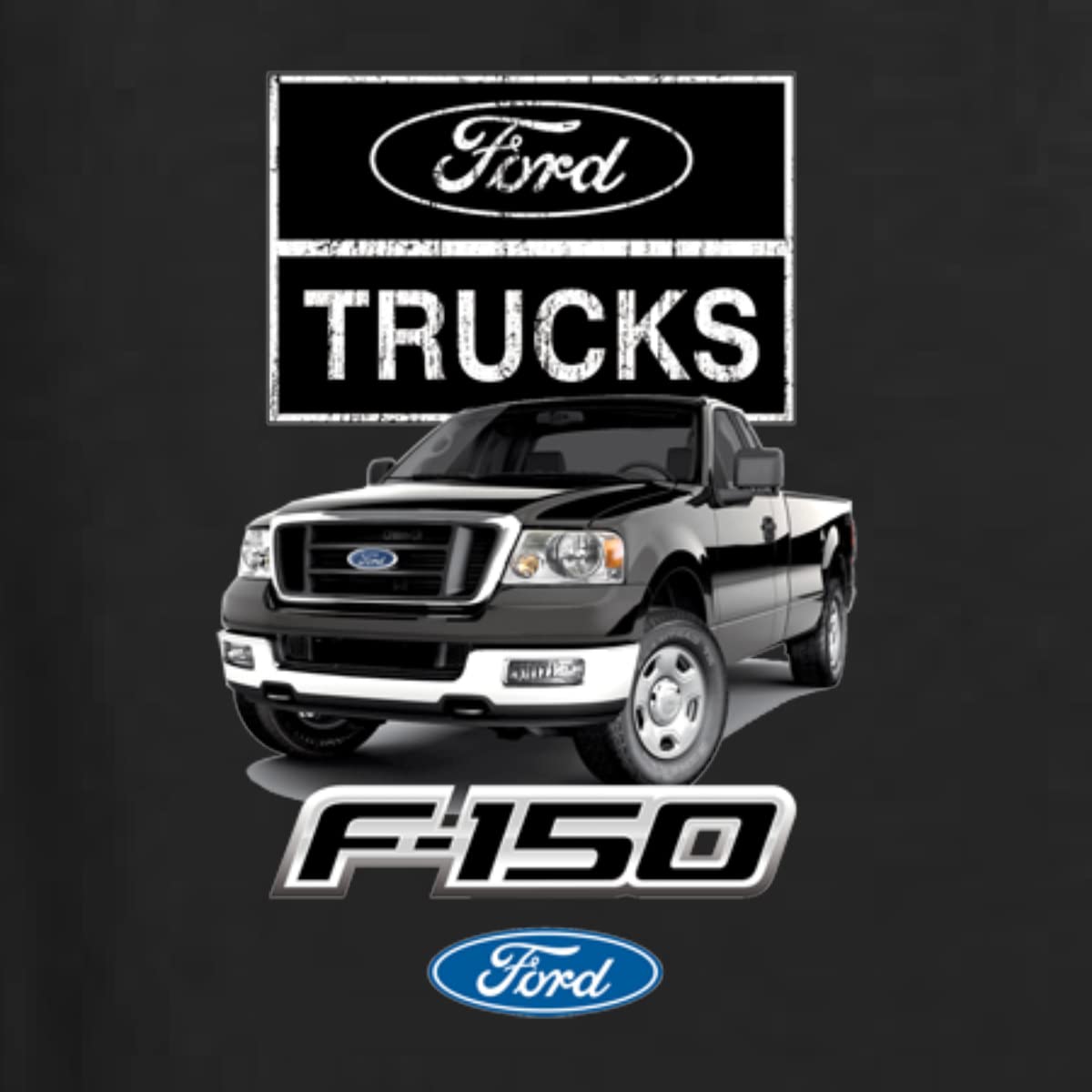 Wild Bobby Ford Trucks F150 Pickup Front Back Cars and Trucks Graphic Zip Up Hoodie Sweatshirt, Black, Medium