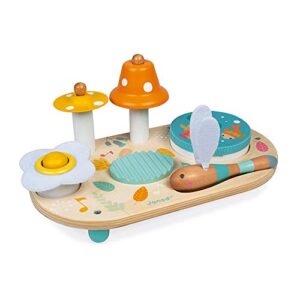 janod pure musical table - wooden musical instrument set – ages 1+ - j05164