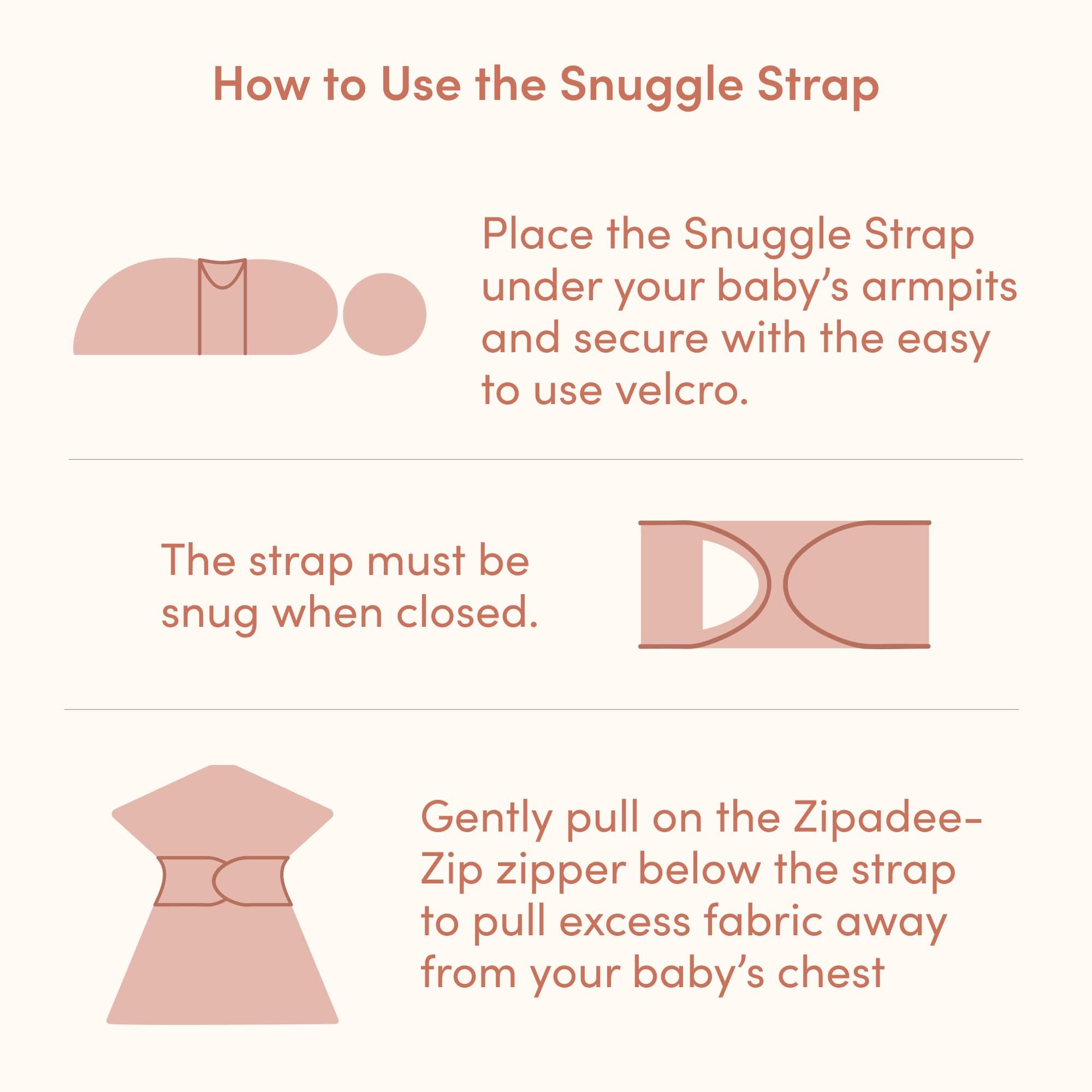 SleepingBaby Zipadee-Zip Transition Swaddle and Snuggle Strap Bundle - Baby Swaddling Blanket with Zipper - Wearable Blanket - Goodnight Moon, Small (4-8 Month)
