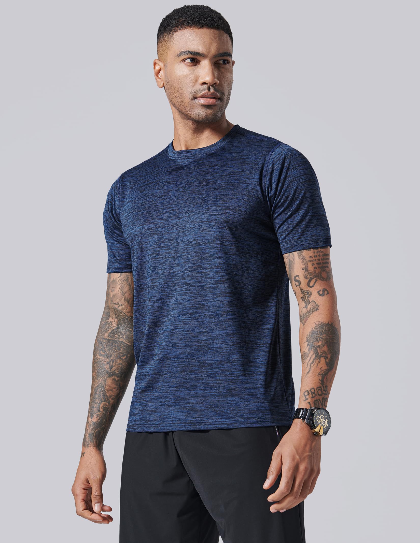 5 Pack Men’s Active Quick Dry Crew Neck T Shirts | Athletic Running Gym Workout Short Sleeve Tee Tops Bulk (Set 1, 3X-Large)
