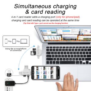 SD/Micro SD Card Reader for iPhone/ipad/Android/Mac/Computer/Camera,Portable Memory Card Reader 4 in 1 Micro SD Card Adapter&Trail Camera Viewer Compatible for TF and SD Card