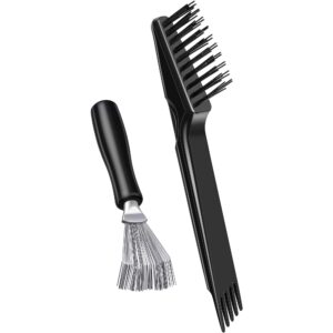 2 pieces hair brush cleaning tool comb cleaning brush comb cleaner brush hair brush cleaner mini hair brush remover for removing hair dust home and salon use (black)