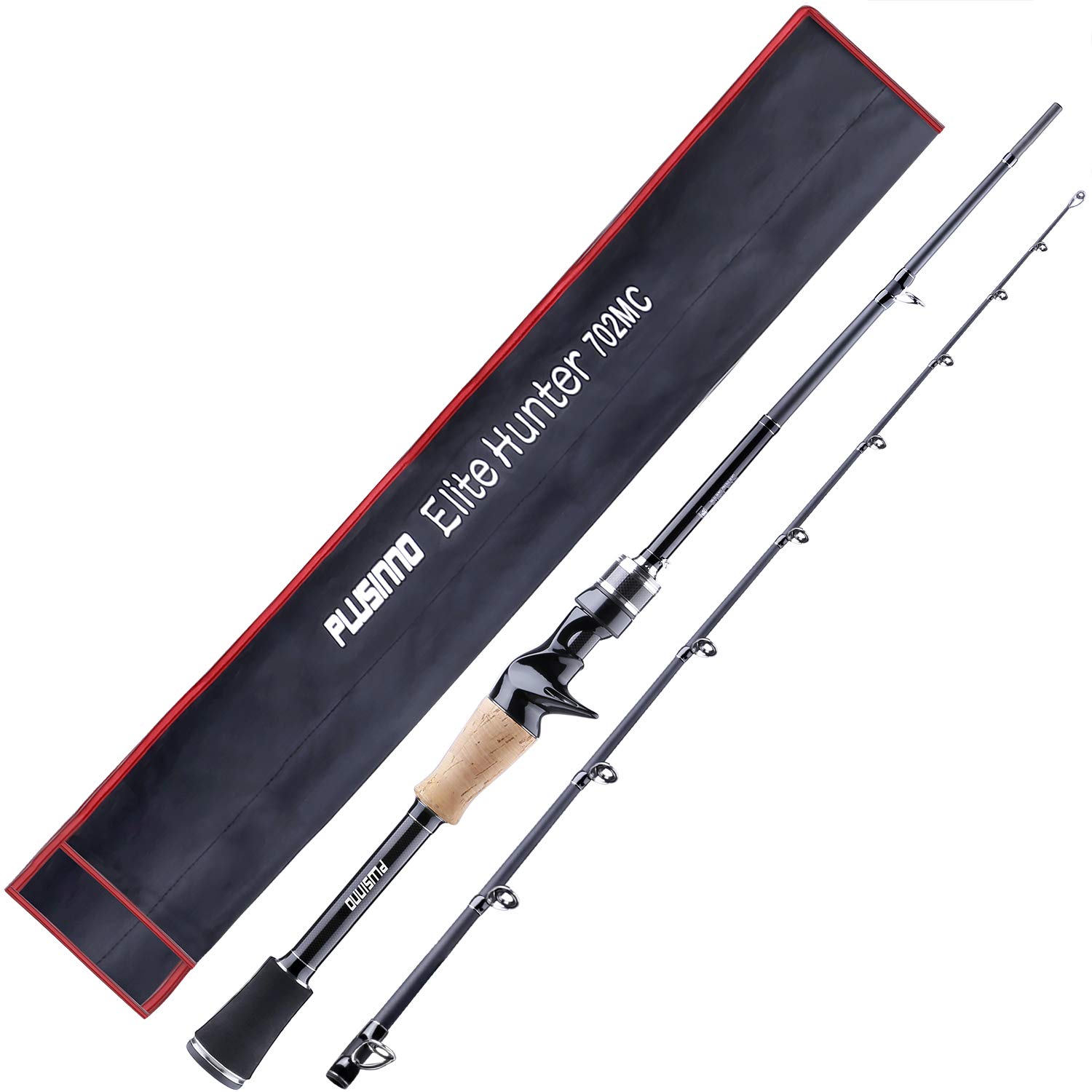 PLUSINNO Elite Hunter Two-Piece Spining Casting Fishing Rod, Graphite Medium Light Fast Action Bass Baitcasting Fishing Rods 7FT 2pc Freshwater Saltwater Fishing Rods-B