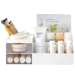 breis multifunction desk organizer, makeup storage for eyeshadows, concealers, powders, nail polish,9.65‘’x 4.8‘’x 3.67‘’ (white)