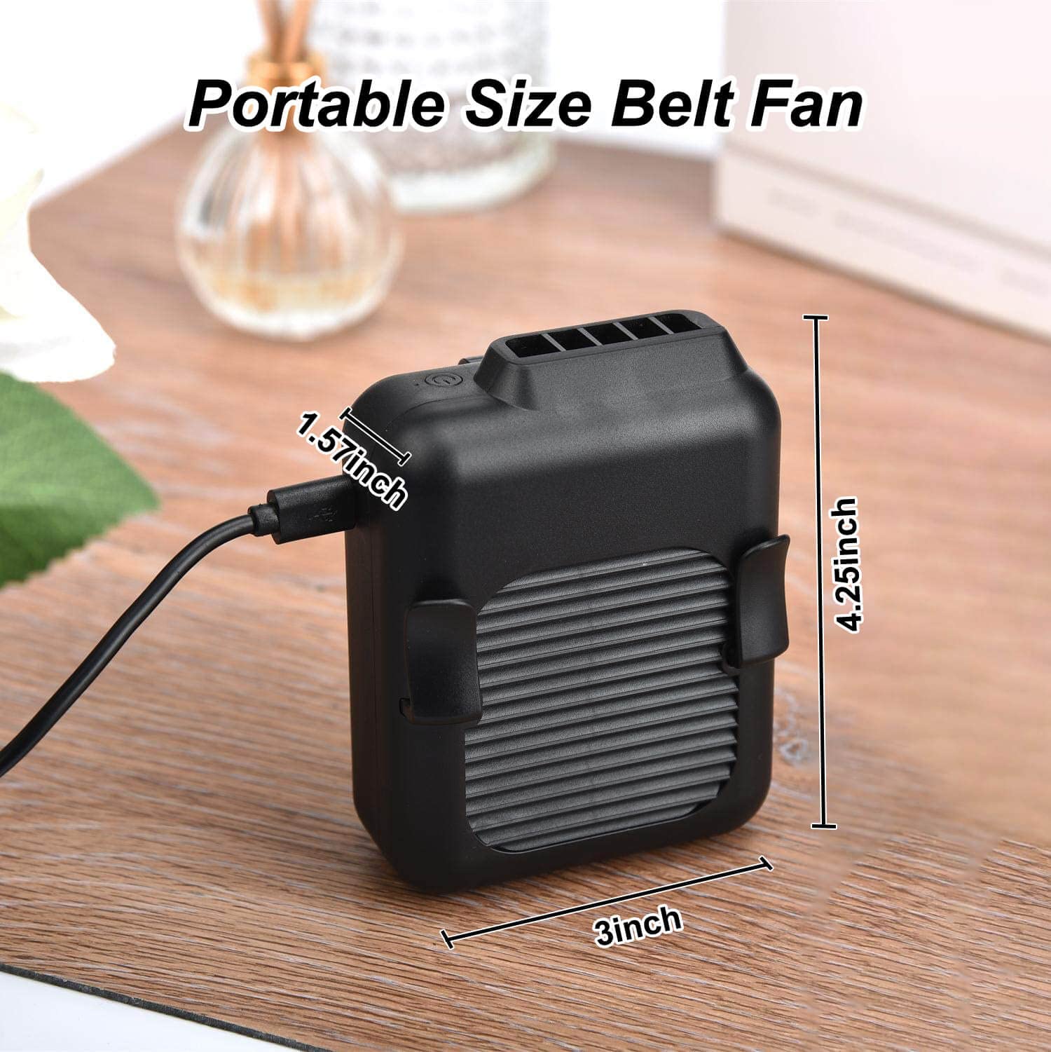 Portable Waist Clip Fan, 6000mAh Battery Operated Neck Fan, 23Hours Working Time Wearable Fan with 3 Speeds, 5200rpm Strong Airflow Hands-free Belt Fan for Outdoor Work, Farm, Hiking, Camping, Fishing