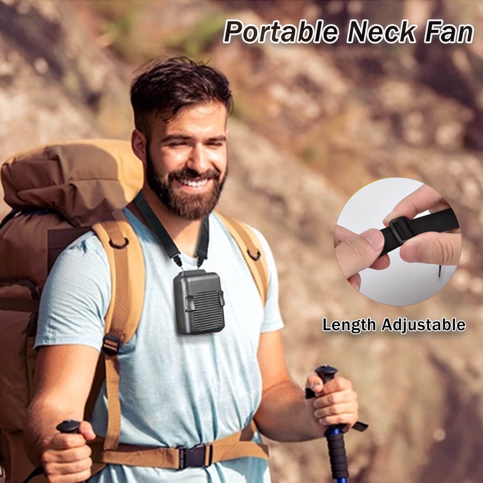 Portable Waist Clip Fan, 6000mAh Battery Operated Neck Fan, 23Hours Working Time Wearable Fan with 3 Speeds, 5200rpm Strong Airflow Hands-free Belt Fan for Outdoor Work, Farm, Hiking, Camping, Fishing