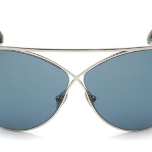 Tom Ford TF761 16V Sunglasses Silver Frame Blue Lenses