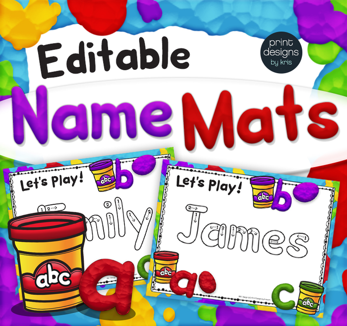 Editable Playdoh Name Mats with Custom Playdoh Font