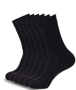 1sock2sock 6 pack performance cotton cushion crew athletic sport socks moisture wicking arch support band black