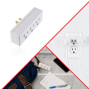 GE 3-Outlet Extender, 3 Pack, Grounded Wall Tap, 3-Prong, Multiple Plug, Power Splitter, Cruise Essentials, Use for Home Office School Dorm, UL Listed, White, 47884