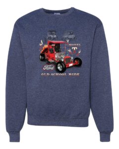 wild bobby ford model t roadster 1923 old school ride classic vintage cars and trucks unisex crewneck graphic sweatshirt, vintage heather navy, xx-large