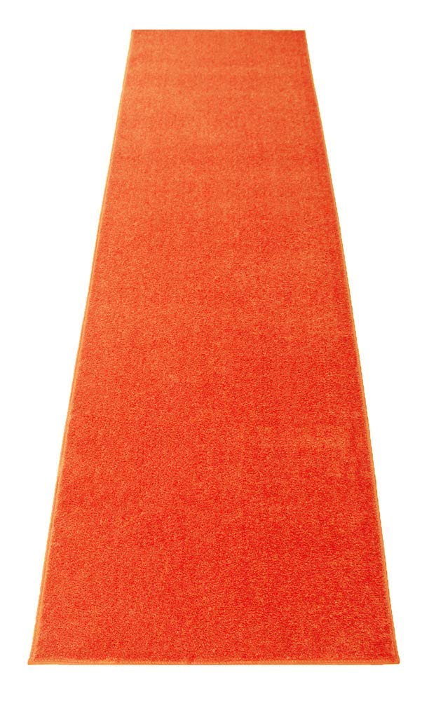 Event Carpet Aisle Runner - Quality Plush Pile Rug with Backing, Binding in Various Sizes (6 X 20 ft, Orange)