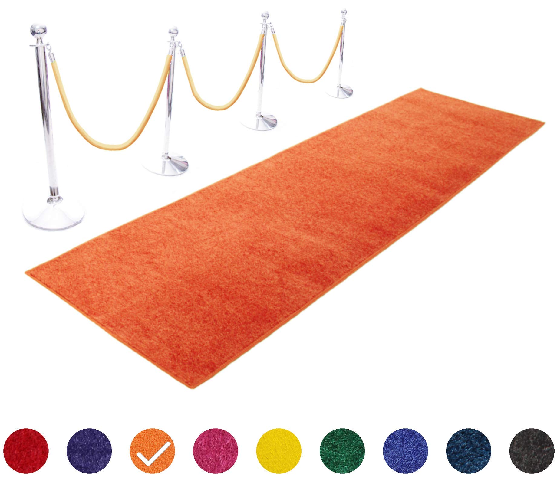 Event Carpet Aisle Runner - Quality Plush Pile Rug with Backing, Binding in Various Sizes (6 X 20 ft, Orange)