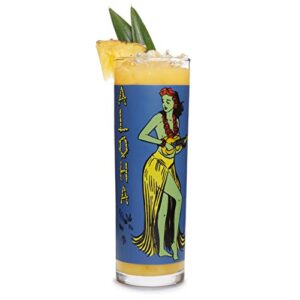 libbey tiki kahiko zombie glass, blue, 13.5-ounce, set of 4