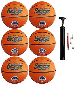 biggz (6 pack) official size 7 premium rubber basketballs - bulk wholesale with pump