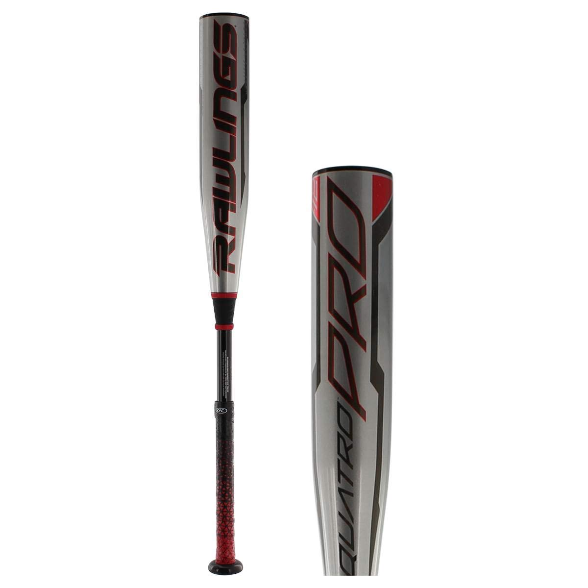 Rawlings 2021 Quatro Pro USA Baseball Bat Series, 29 inch (-10), Red/Silver/Black