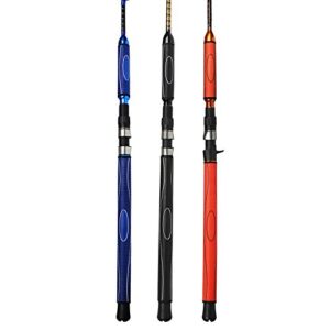 fiblink 1-piece jigging spinning & casting rod deep sea speed fishing rod saltwater jig pole with superpolymer handle (30-50lb/50-80lb, 5-feet 6-inch) (blue-casting 30-50lb)