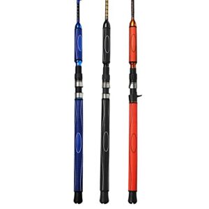 Fiblink 1-Piece Jigging Spinning & Casting Rod Deep Sea Speed Fishing Rod Saltwater Jig Pole with SuperPolymer Handle (30-50lb/50-80lb, 5-Feet 6-Inch) (Blue-Casting 30-50lb)