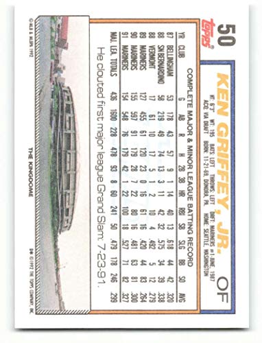 1992 Topps #50 Ken Griffey Jr. NM-MT Seattle Mariners Baseball