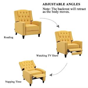 Artechworks Tufted Fabric Pushback Manual Recliner Chair for Living Room - Single Sofa Home Theater Seating- Comfortable Bedroom & Living Room Chair Reclining Sofa, Yellow